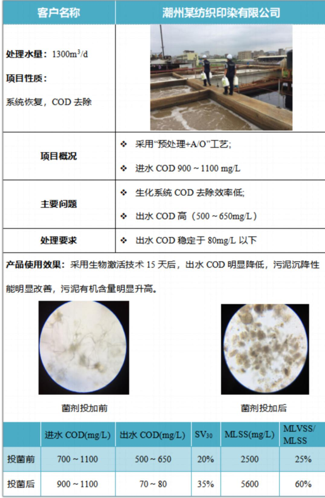 潮州某紡織印染廢水COD降解案例